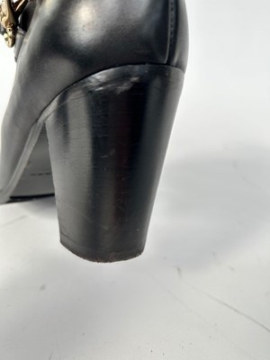 Lot 1016 - Pair of Burberry Black Leather Heeled Ankle...