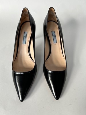 Lot 1016 - Pair of Burberry Black Leather Heeled Ankle...