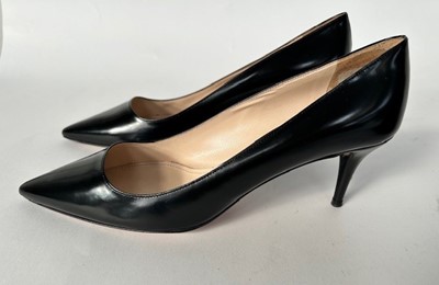 Lot 1016 - Pair of Burberry Black Leather Heeled Ankle...