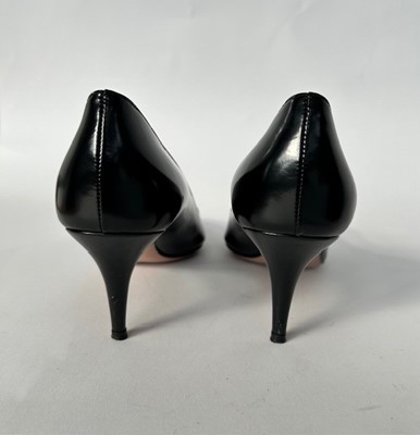 Lot 1016 - Pair of Burberry Black Leather Heeled Ankle...