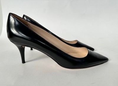 Lot 1016 - Pair of Burberry Black Leather Heeled Ankle...