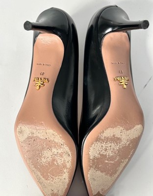 Lot 1016 - Pair of Burberry Black Leather Heeled Ankle...