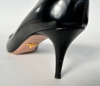 Lot 1016 - Pair of Burberry Black Leather Heeled Ankle...