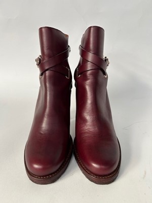 Lot 1017 - Pair of Mulberry Burgundy Red Leather Heeled...