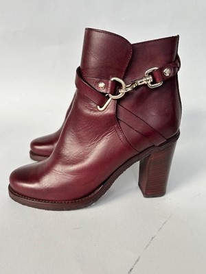 Lot 1017 - Pair of Mulberry Burgundy Red Leather Heeled...