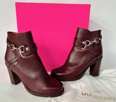 Lot 1017 - Pair of Mulberry Burgundy Red Leather Heeled...