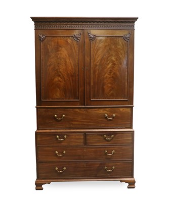 Lot 784 - A George III Carved Mahogany Secretaire Linen...