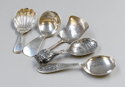 Lot 64 - Five Various William IV and Later Silver Caddy...