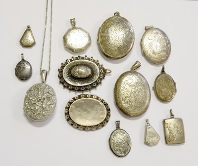 Lot 214 - A Group of Silver and White Metal Lockets,...