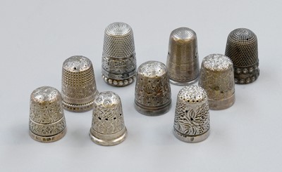 Lot 69 - Eleven Various Thimbles, each variously formed...