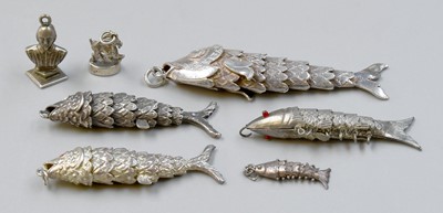 Lot 87 - Five Various Articulated Fish Ornaments,...