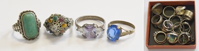 Lot 226 - A Quantity of Silver and White Metal Rings,...