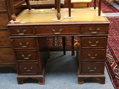 Lot 1487 - A 19th Century Leather Inset Oak Pedestal Desk,...