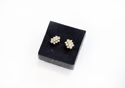 Lot 149 - A Pair of Diamond Cluster Earrings, set...