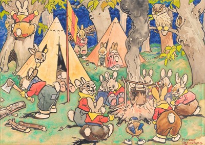 Lot 1000 - Harry Rountree (1878-1950) Bunny's campsite...