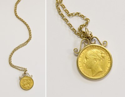 Lot 210 - A Sovereign Pendant on Chain, dated 1886, in a...