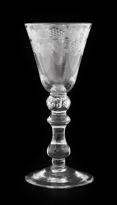 Lot 507 - A Balustroid Wine Glass, circa 1740, the...