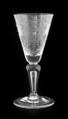 Lot 508 - A Dutch Engraved Wine Glass, circa 1740, the...