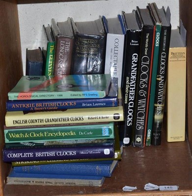 Lot 145 - Quantity of books on clocks etc (19 on one shelf)