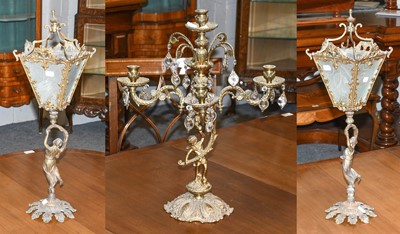 Lot 1188 - A Pair of Bronzed and Glass Figural Table...