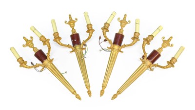 Lot 627 - A Set of Four Gilt Metal and Veined Rouge...