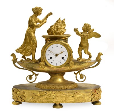 Lot 794 - A French Ormolu Striking Mantel Clock, signed...