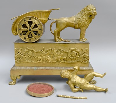 Lot 393 - A French Ormolu Striking Chariot Mantel Clock,...