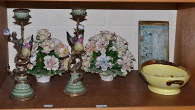 Lot 152 - Two Capodimonte bowls of flowers, print of Persian warriors, tureen, Hose Street Pottery, pair...