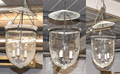 Lot 1196 - A Set of Three Hanging Electrolier Lights,...