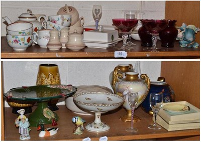 Lot 155 - A Meissen porcelain tazza, a Crown Devon Art Deco jug, Carlton ware dishes, decorative ceramics and