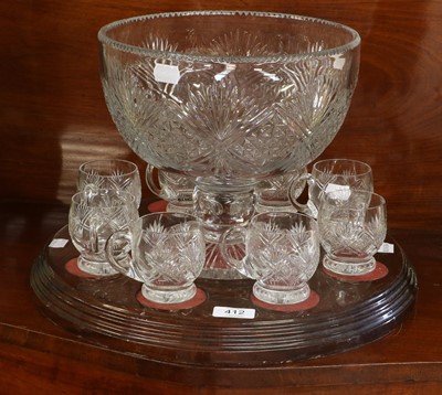 Lot 412 - A 20th Century Pedestal Glass Punchbowl, with...