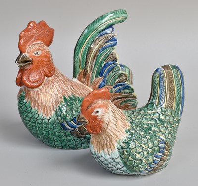 Lot 380 - Two Chinese Porcelain Models of a Cockerel and...