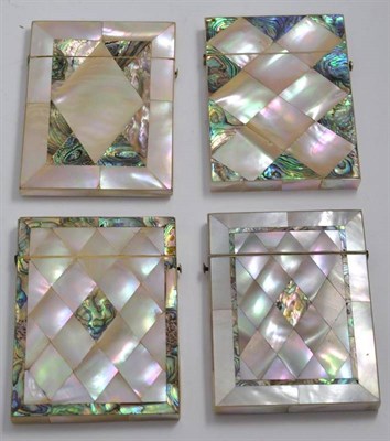 Lot 160 - Four mother of pearl card cases with abalone shell panels