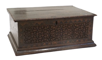 Lot 818 - An Oak and Parquetry-Decorated Bible Box, late...