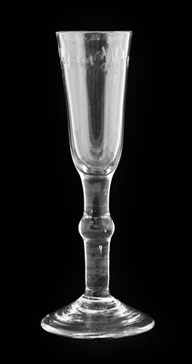 Lot 510 - An Ale Flute, circa 1740, the rounded funnel...