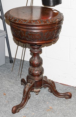 Lot 1395 - A Victorian Carved and Burr Walnut Work Table,...