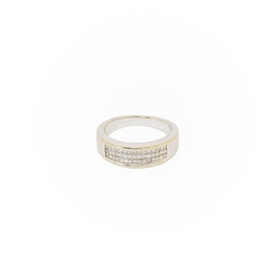 Lot 213 - An 18 Carat White Gold Diamond Half Hoop Ring,...