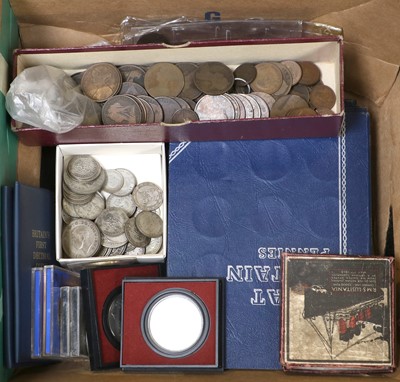 Lot 343 - Mixed Lot of British Silver and Bronze Coins,...