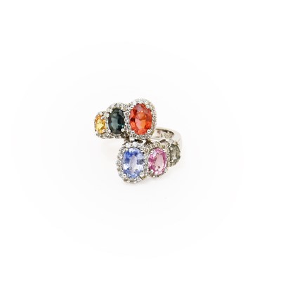 Lot 196 - An 18 Carat White Gold Multi-Gem Set Ring, of...