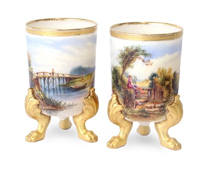 Lot 551 - A Pair of Royal Worcester Porcelain Vases,...