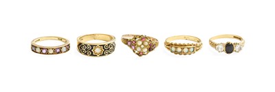 Lot 21 - Five 9 Carat Gold Rings, including opal and...