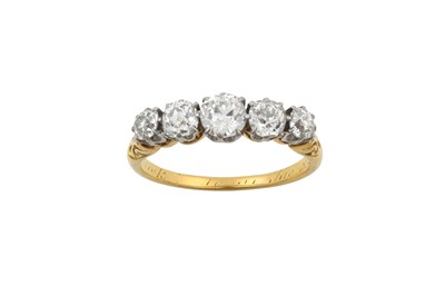 Lot 2382 - A Diamond Five Stone Ring the graduated old...