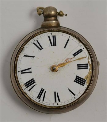 Lot 192 - Silver pair cased verge pocket watch