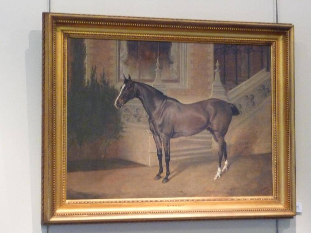 Lot 768 - John Alfred Wheeler (1821-1903)  "Nimrod " standing before a country house  Signed and dated...