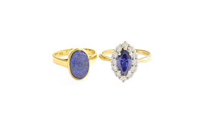 Lot 293 - An Opal Ring, stamped '750', finger size L1/2;...