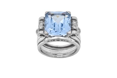 Lot 2297 - A Synthetic Blue Spinel and Diamond Ring the...