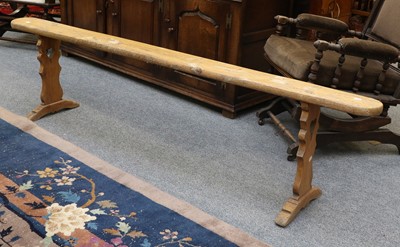 Lot 1333 - A Pine Pig Bench, 200cm by 48cm