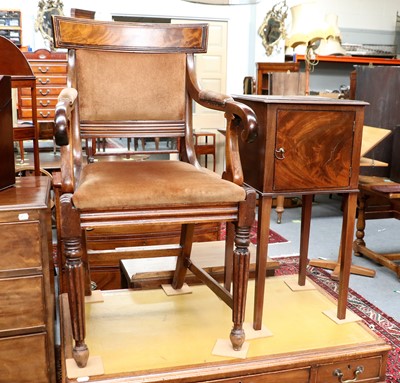 Lot 1488 - A Regency Mahogany Open Arm Library Chair,...