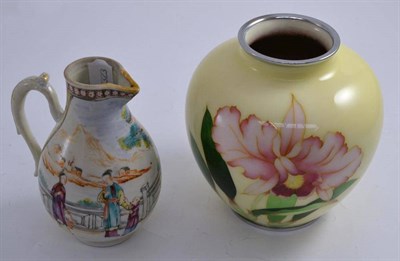 Lot 203 - Japanese cloisonne willow vase and a Chinese sparrow-beaked jug