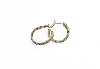 Lot 199 - A Pair of Diamond Hoop Earrings, eight-cut...